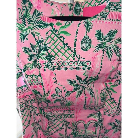Lilly Pulitzer Mila Shift Dress Womens L Pink Green Tropical Sleeveless - Picture 8 of 9